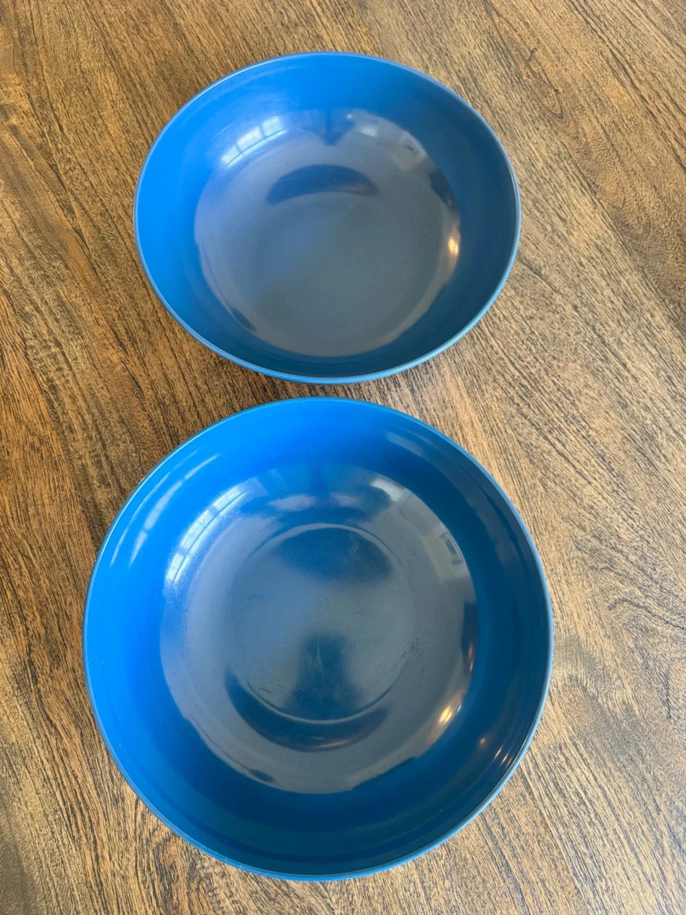 Set of 2 Large Blue Melamine Serving Bowls - 13” | Dishwasher Safe